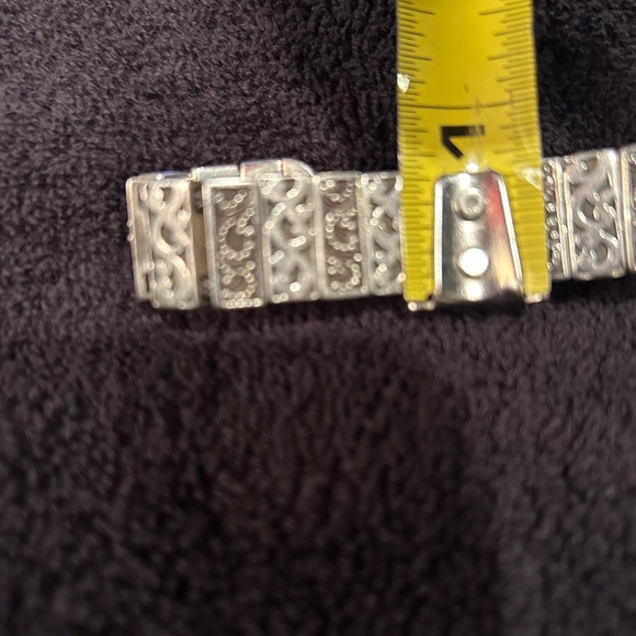 Lois Hill Vintage Granulation Filigree Toggle Sterling Silver Bangle Bracelet - Picture 3 of 5